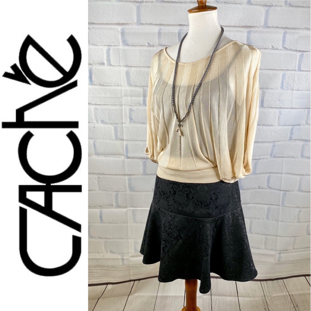 C A C H E : “Sunburst” Stretch Dolman Sleeve Top